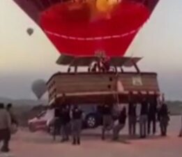 Sıcak hava balonu ile otomobil çarpıştı