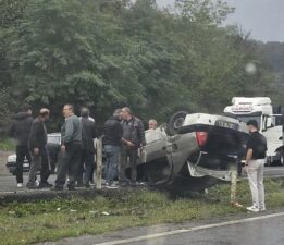 Zonguldak’ta ıslak zemin kazaya neden oldu