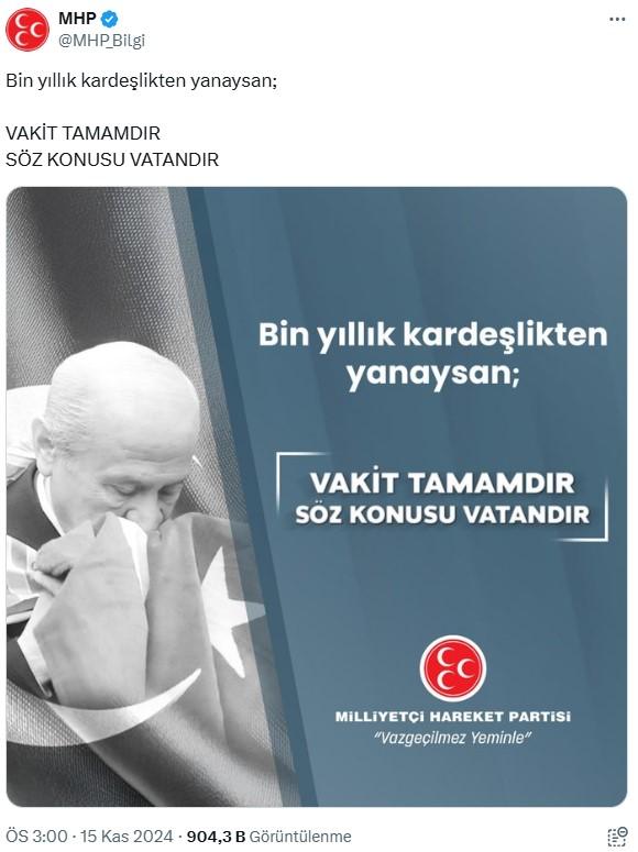 Üç günde, dördüncü “Vakit tamamdır” paylaşımı yapan MHP’den hala açıklama yok