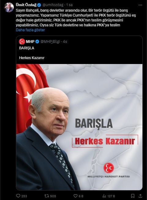 Ümit Özdağ’dan Bahçeli’ye sert cevap